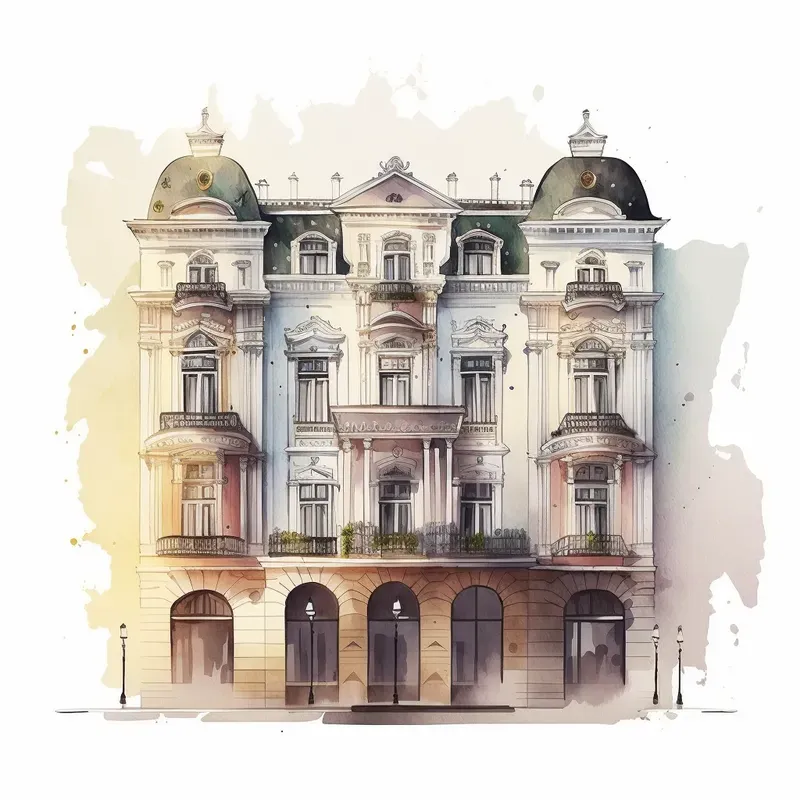 Colorful Watercolor Architecture