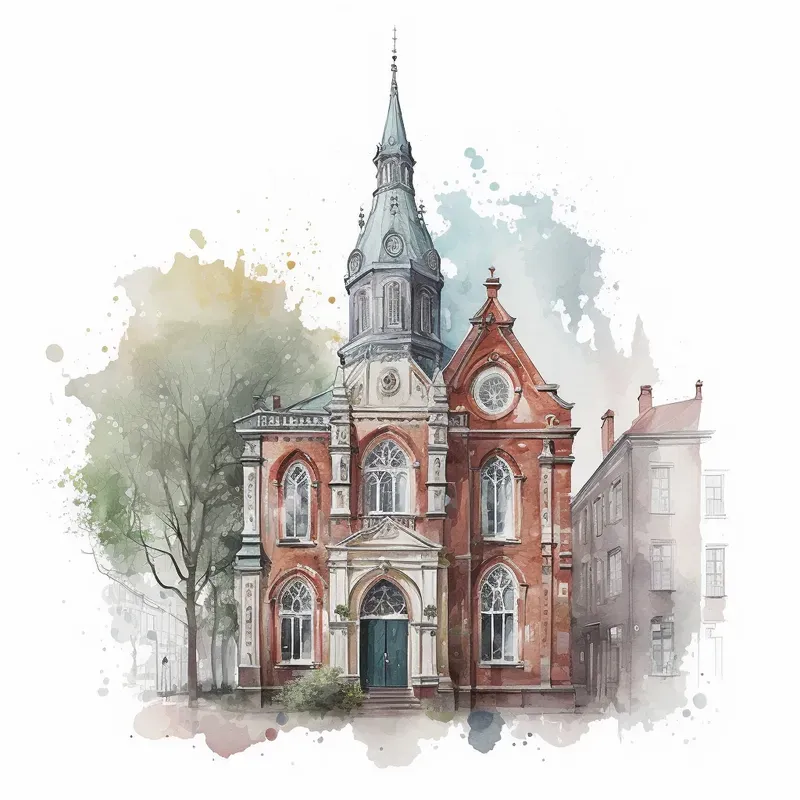 Colorful Watercolor Architecture