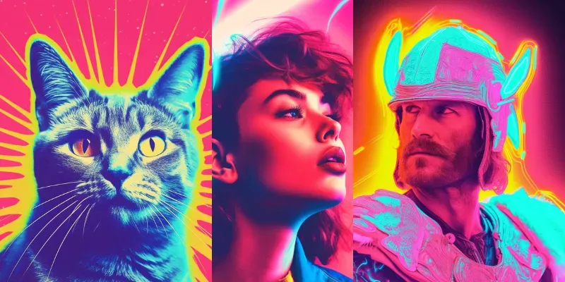 Flashy Neon Portrait Photos generated by undefined