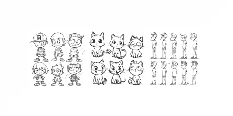 2D Simple Line Multiple Characters generated by undefined