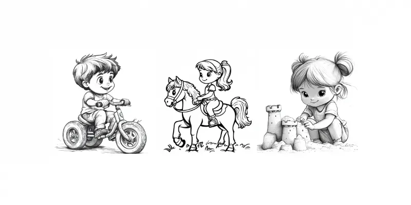 Line Art Illustrations For Coloring Books generated by undefined