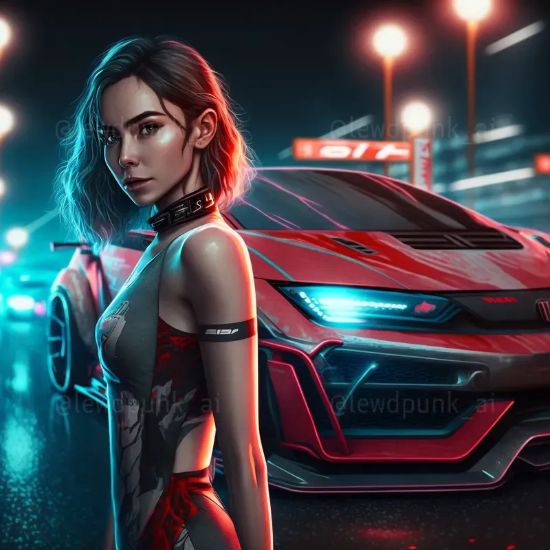 Cyberpunk Cars With Female Models