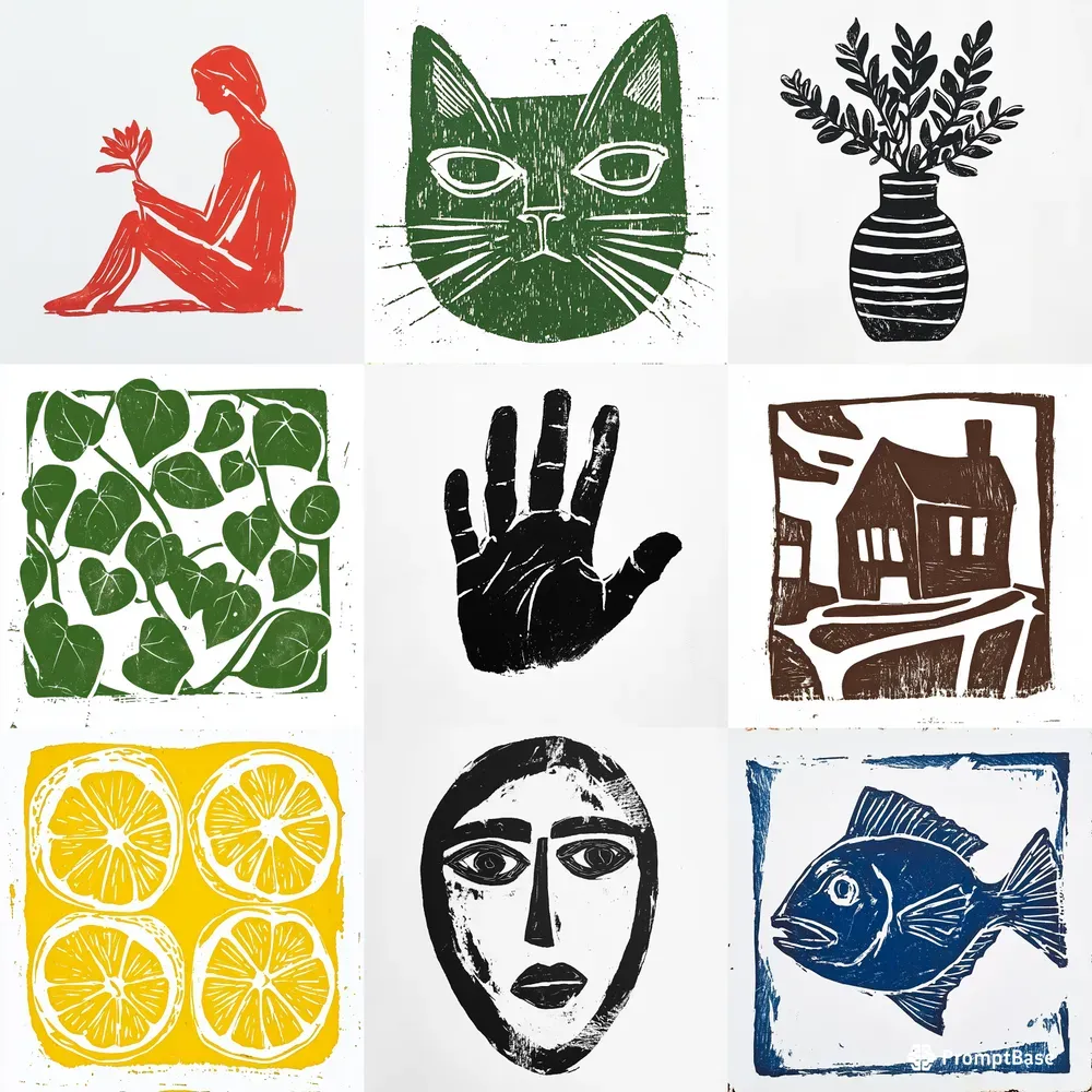Minimal Linocut Clipart