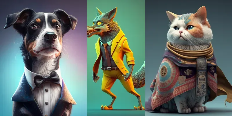 Dressed Animal Illustrations generated by undefined