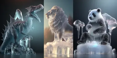 Realistic Ice Sculptures generated by midjourney