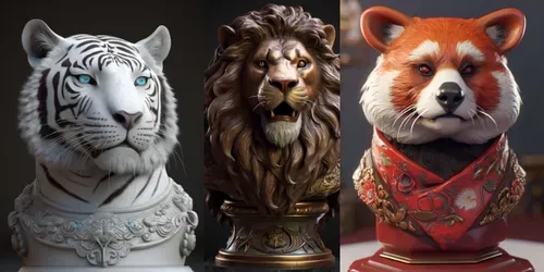 3D Rendered Animal Head Busts generated by midjourney