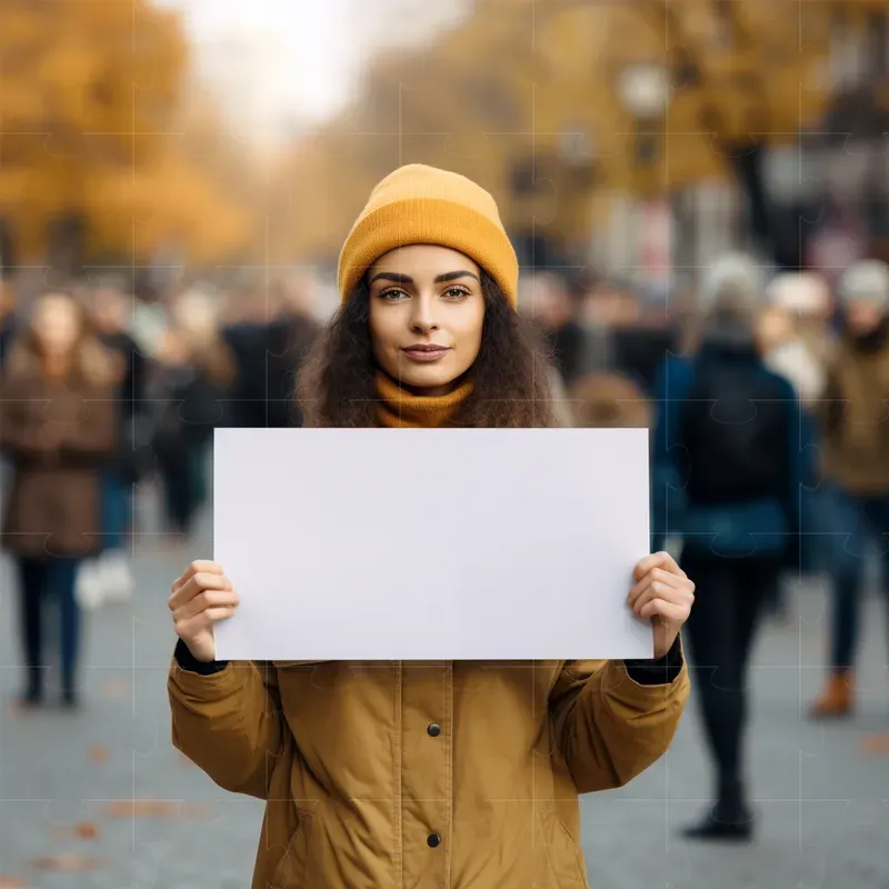People Holding Blank Signs Outside
