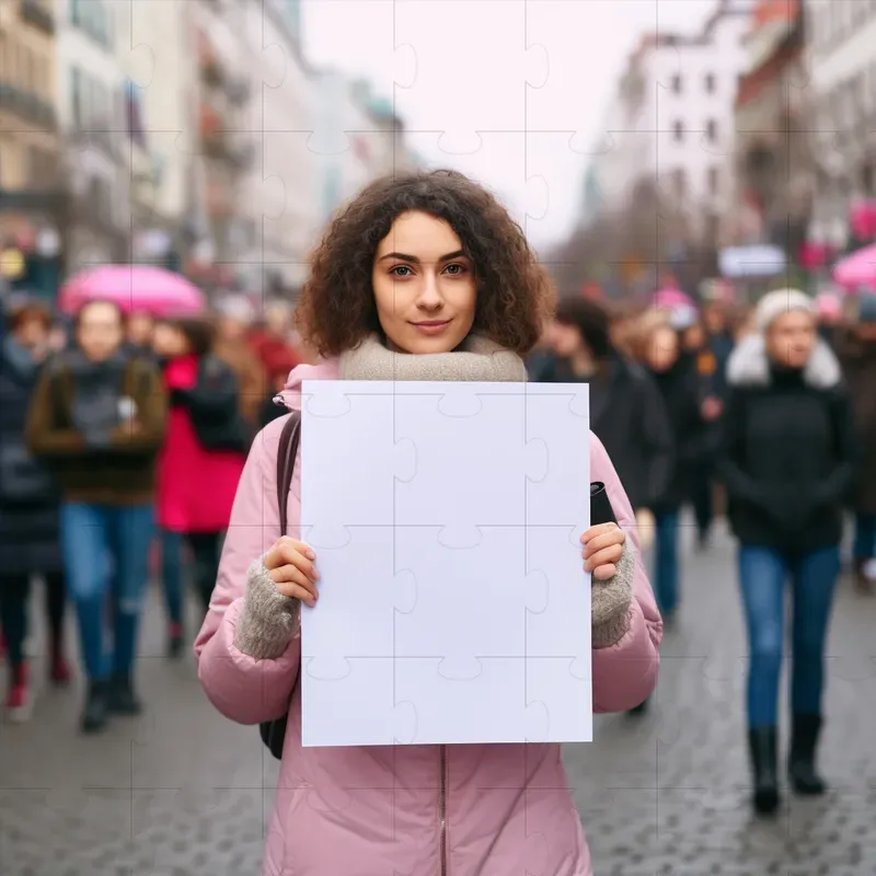 People Holding Blank Signs Outside