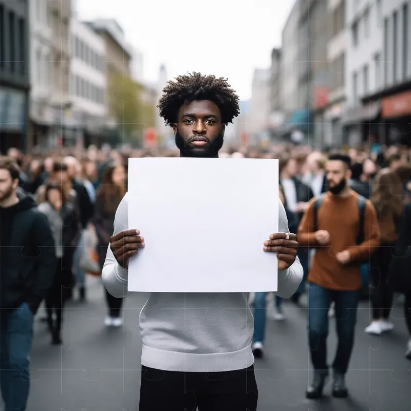 People Holding Blank Signs Outside