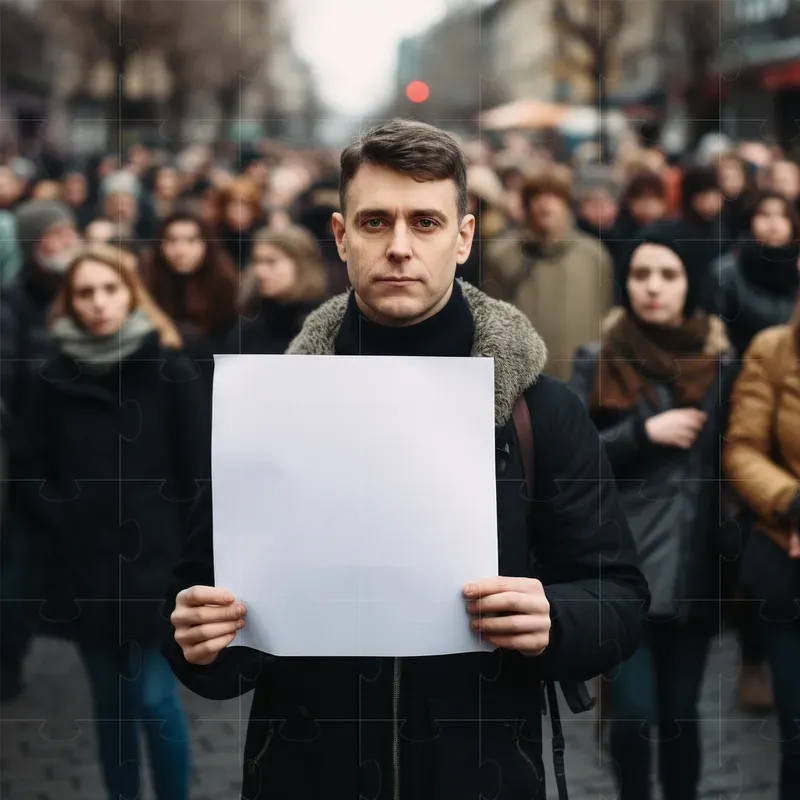 People Holding Blank Signs Outside