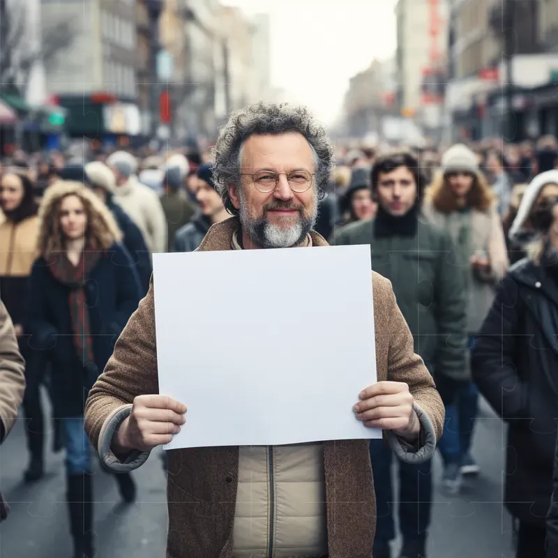 People Holding Blank Signs Outside