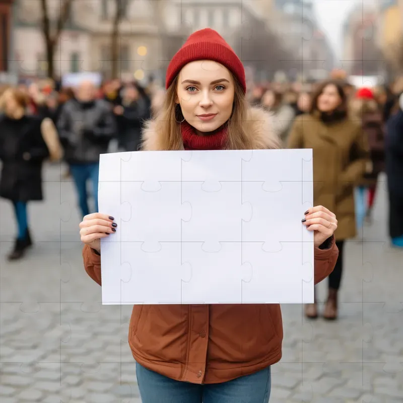 People Holding Blank Signs Outside