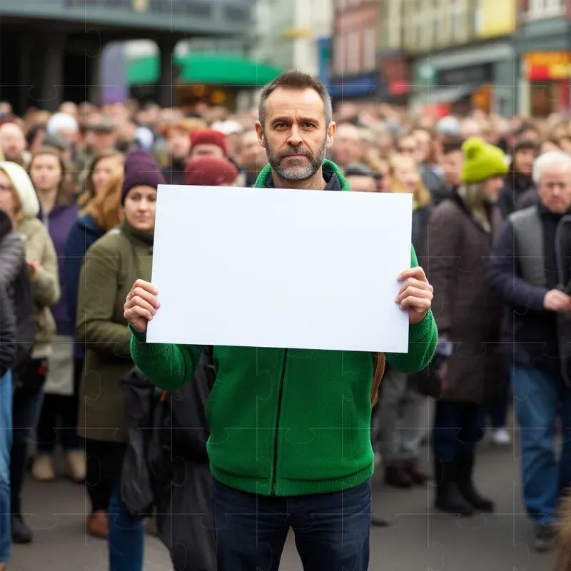 People Holding Blank Signs Outside