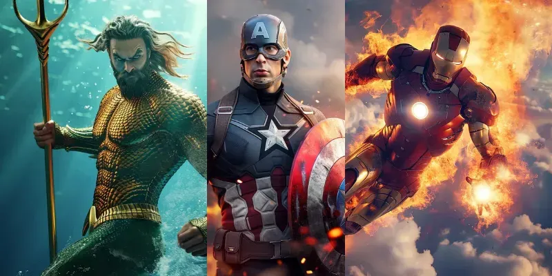 Epic Portraits Of Super Heroes In Action generated by undefined
