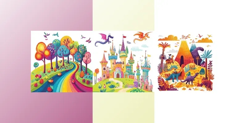 Colorful Fantasy Kids Story Books Art generated by undefined
