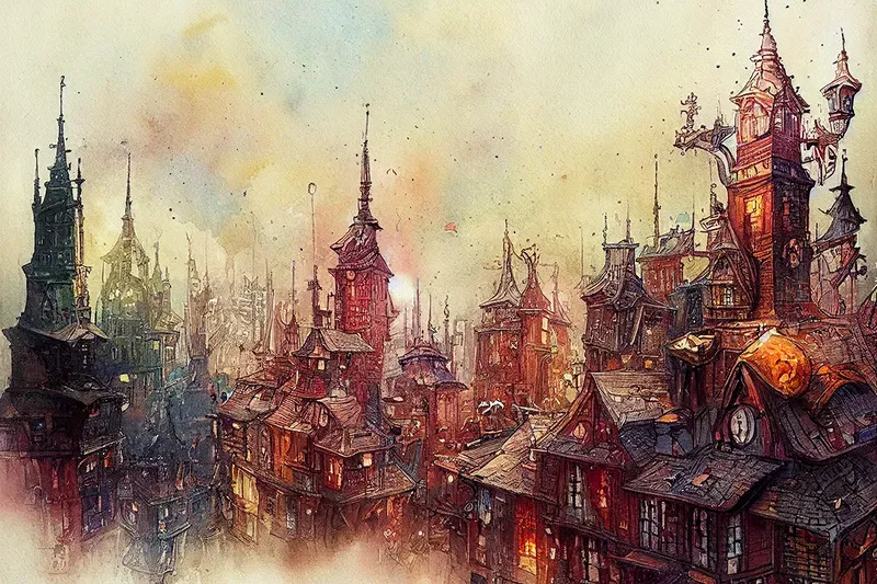 Detailed Fantasy City Art
