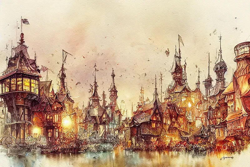 Detailed Fantasy City Art