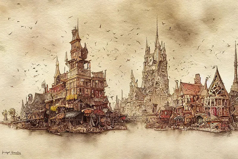 Detailed Fantasy City Art