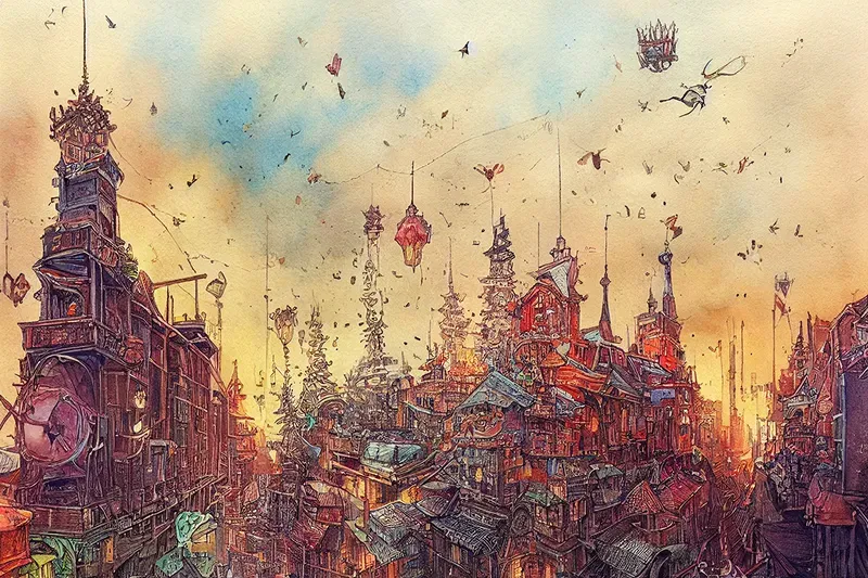 Detailed Fantasy City Art