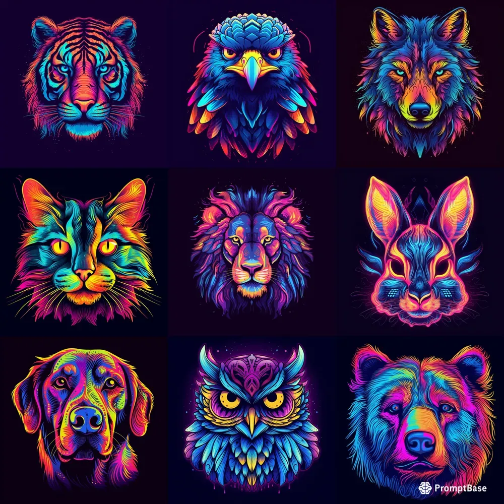 Colorful Animal Portrait Design Graphics