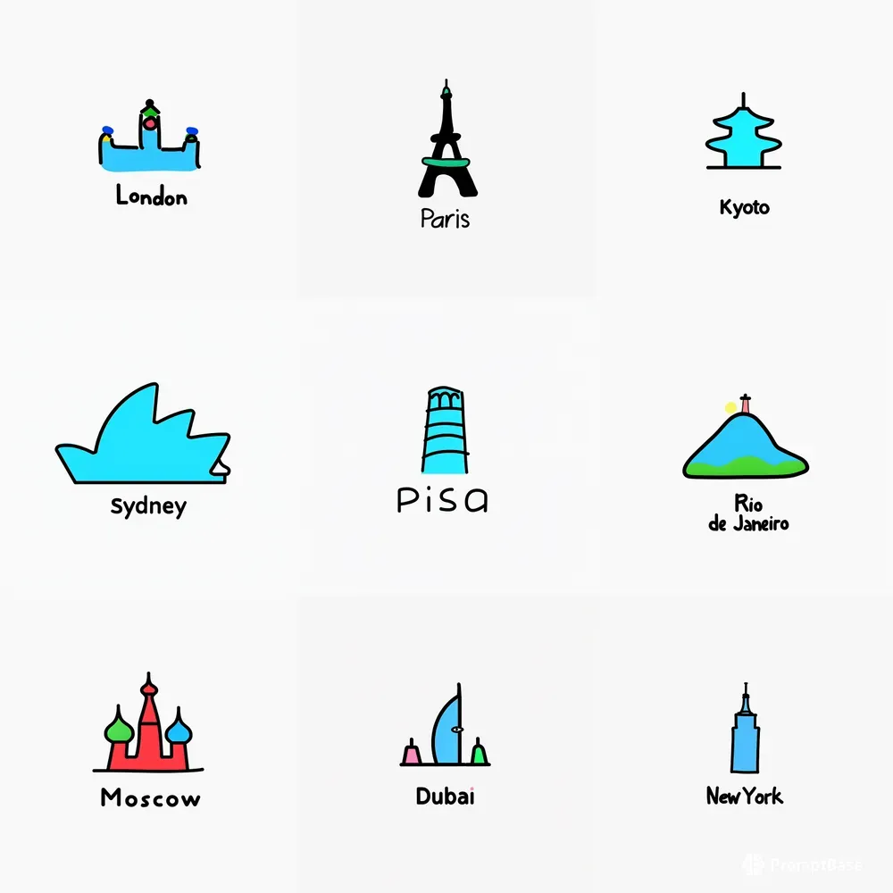 Playful City Landmark Icons
