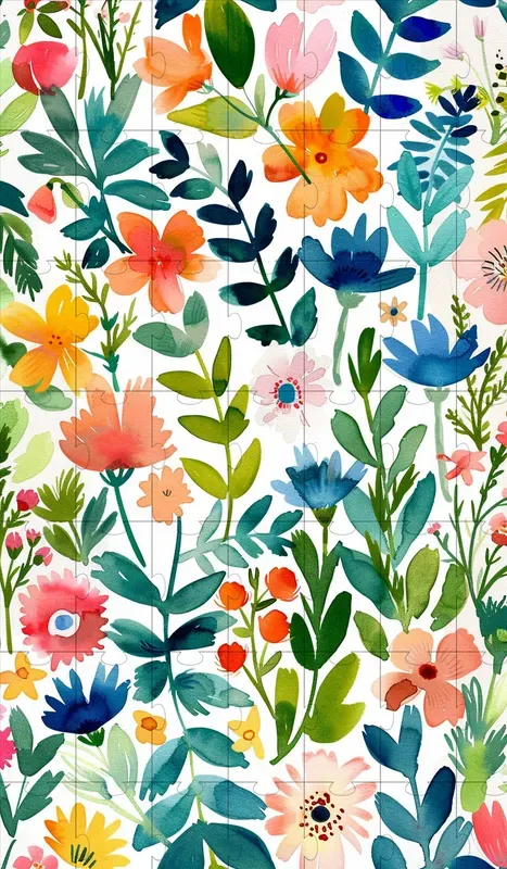 Folk Watercolor Colorful Flower Patterns