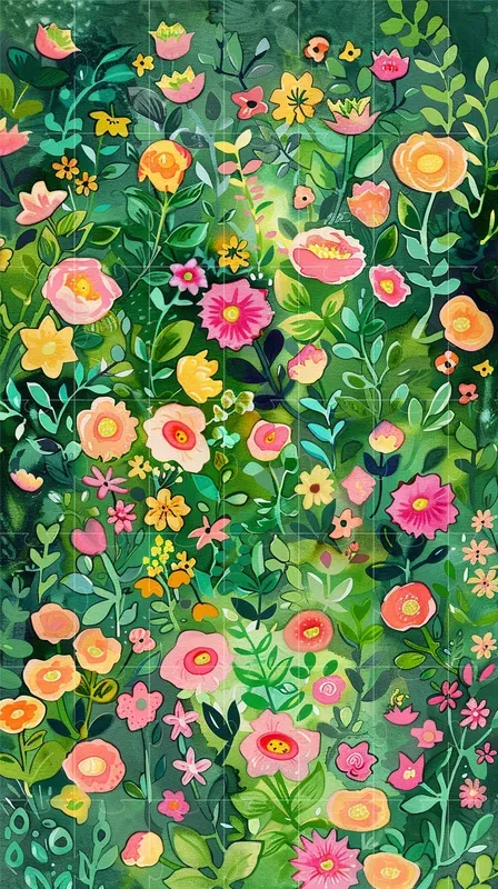 Folk Watercolor Colorful Flower Patterns