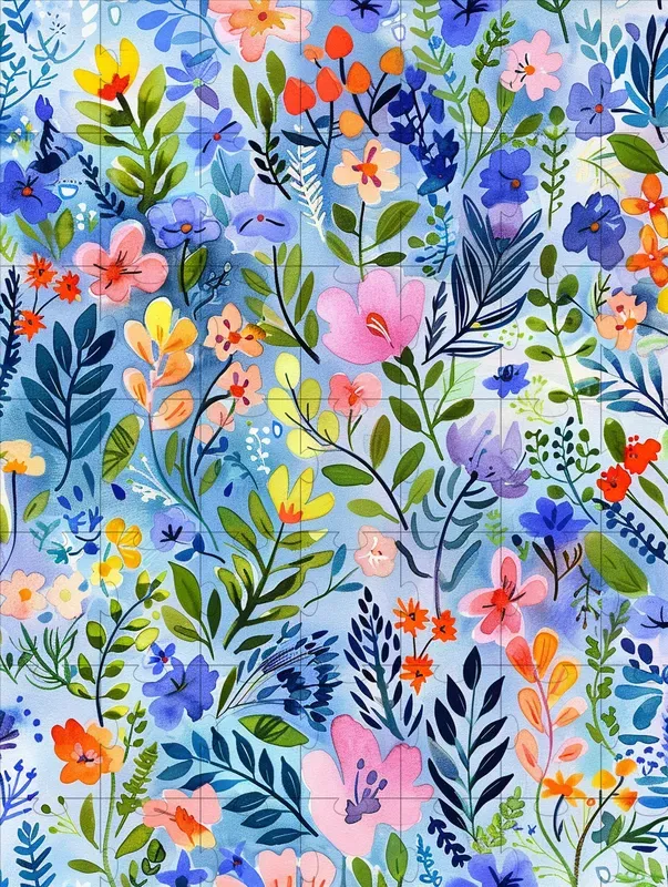 Folk Watercolor Colorful Flower Patterns