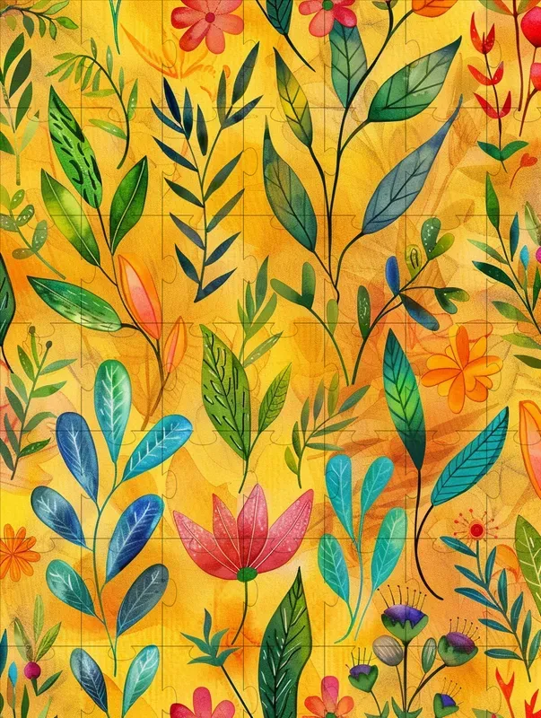 Folk Watercolor Colorful Flower Patterns