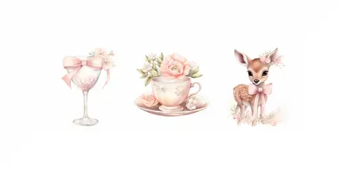 Coquette Soft Pink Vintage Cliparts generated by midjourney