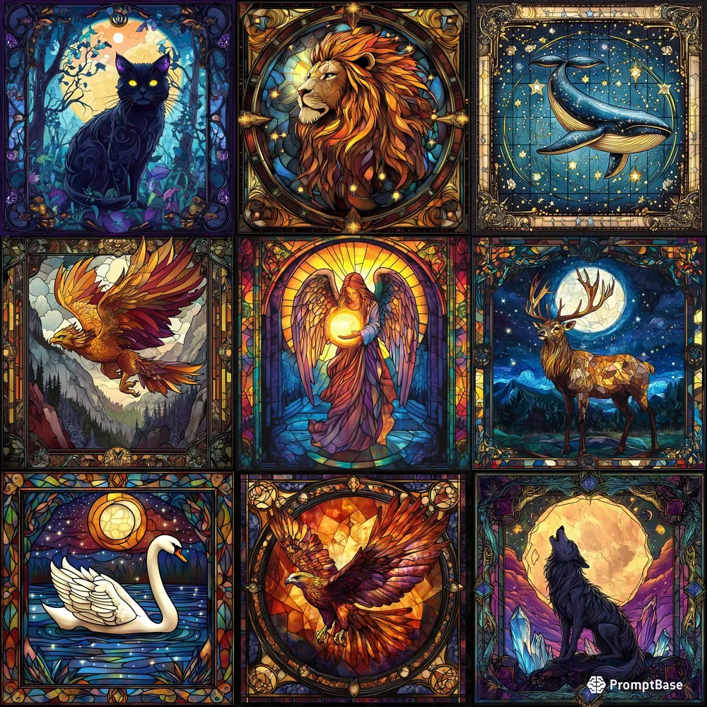 Fantasy Stained Glass Illustrations