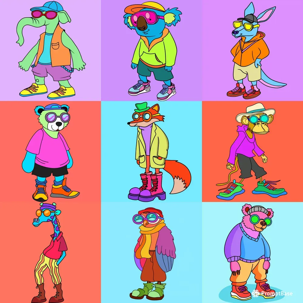 Vibrant Cartoon Animals Illustrations