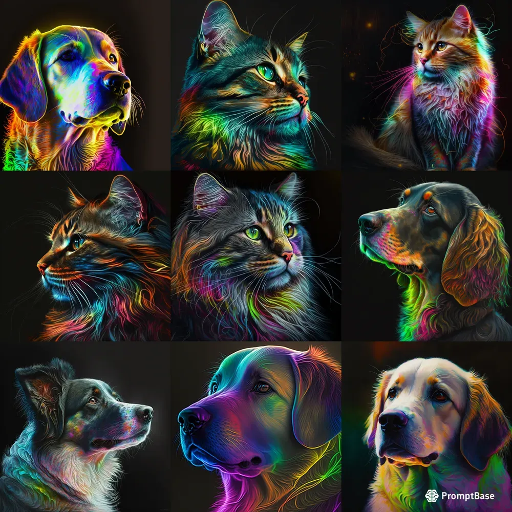 Pet Neon Oil Paintings