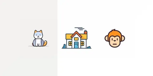 Flat Cartoonish Icons generated by midjourney