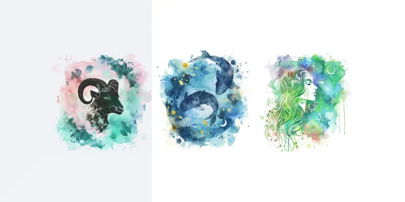 Watercolour Zodiac Signs generated by undefined