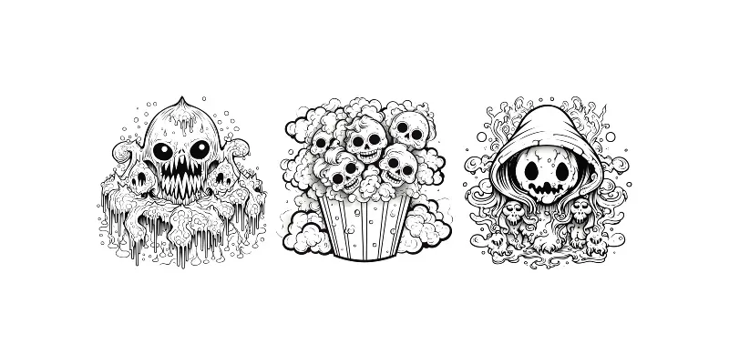 Creepy Kawaii Horror Coloring Book Pages generated by undefined