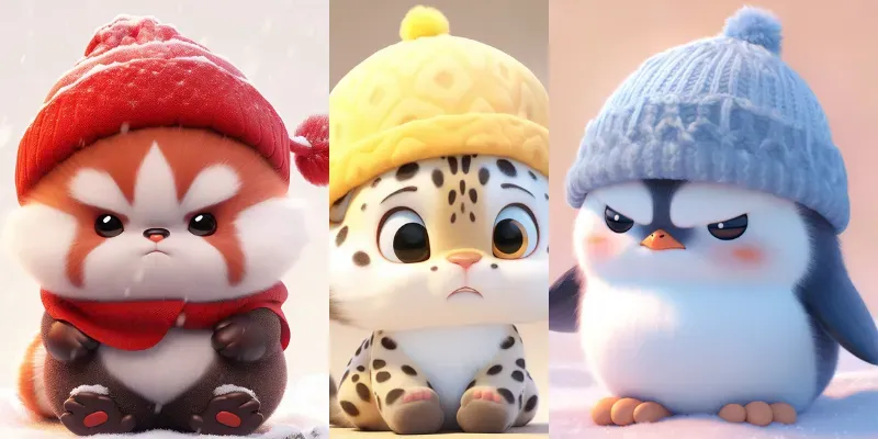 Chibi Frowning Animals generated by undefined