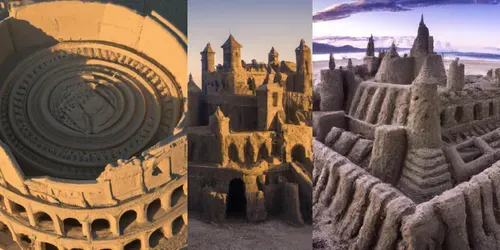 Sand Sculptures, Buildings, Castles generated by dalle