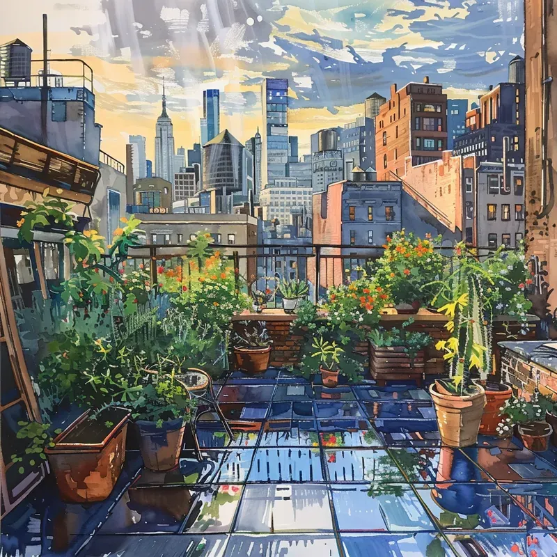 Gouache Urban Paintings