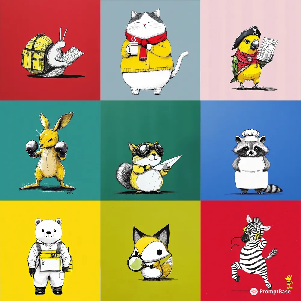 Simplified Cartoon Character Doodles