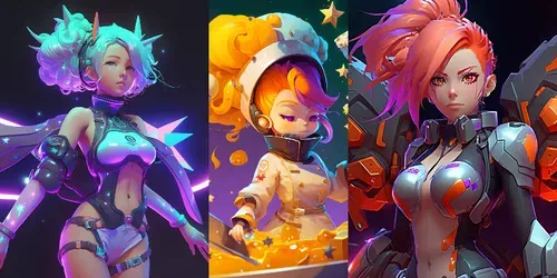 Cosmic Anime Girls Game Avatars 3D generated by midjourney
