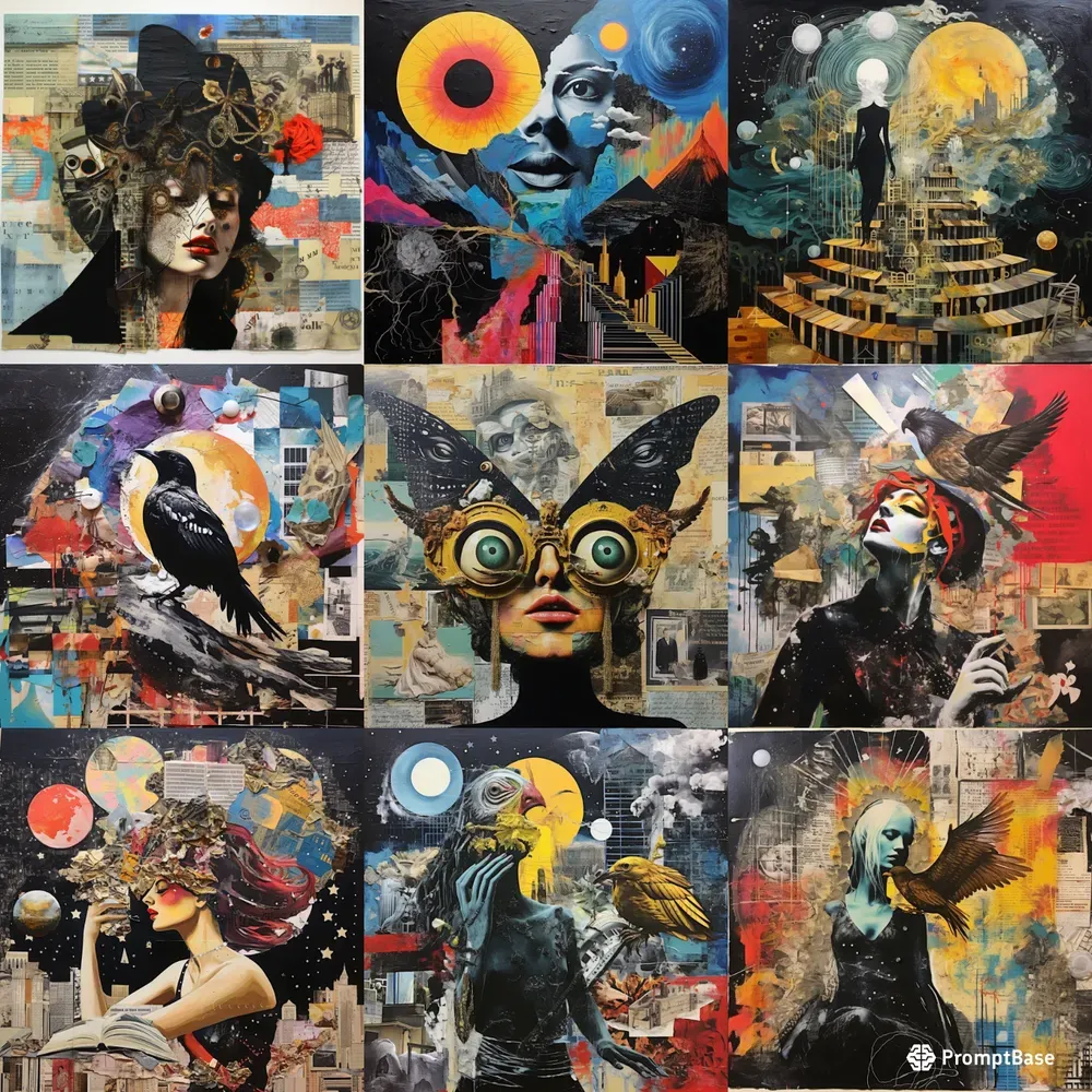 Surrealism Themed Mixed Media Collages