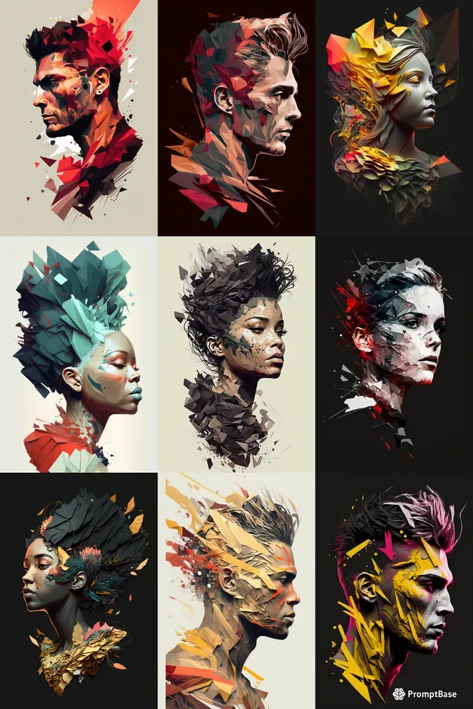 Neofuturistic Low-poly Portrait Designs
