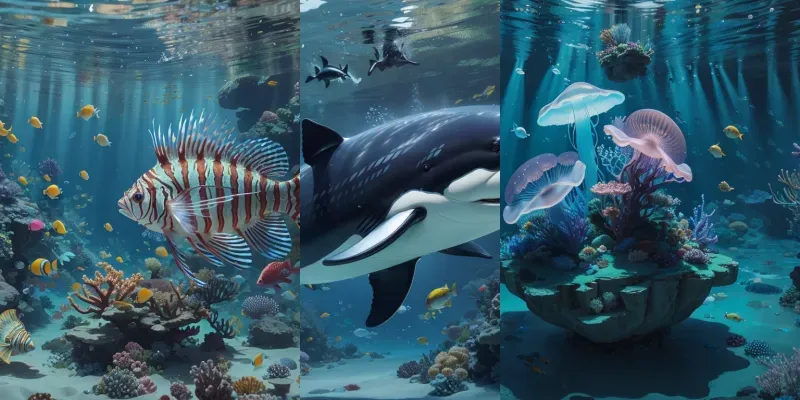 Underwater 3D Aquariums generated by undefined