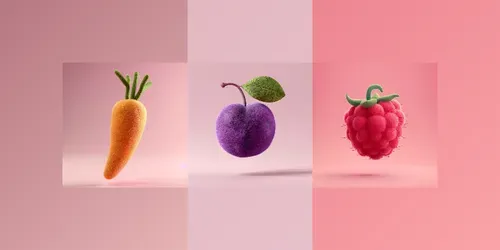 Super Cute Fruit  Veg 3D Felt Icons generated by midjourney