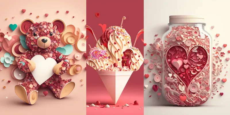 Heart Paper Cut Illustrations for Valentine's Day generated by undefined