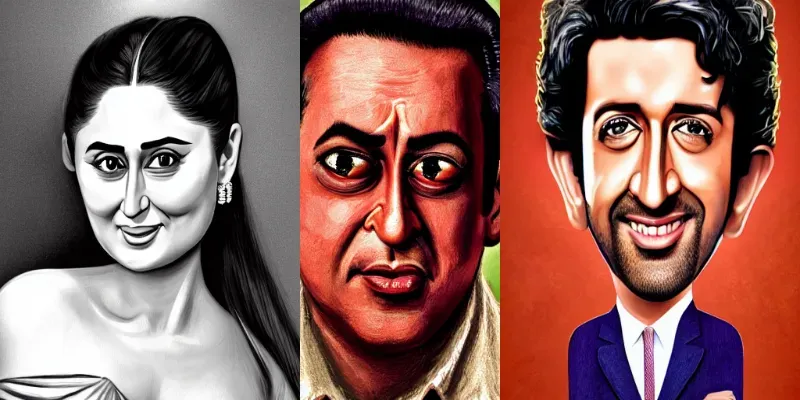 Caricatures Of Indian Actors And Actresses generated by undefined