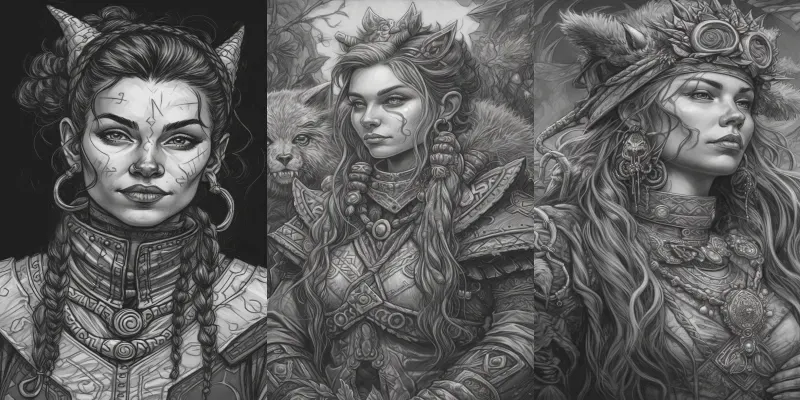 Sketch Style Fantasy Character Portraits generated by undefined