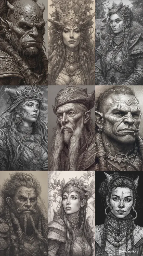 Sketch Style Fantasy Character Portraits
