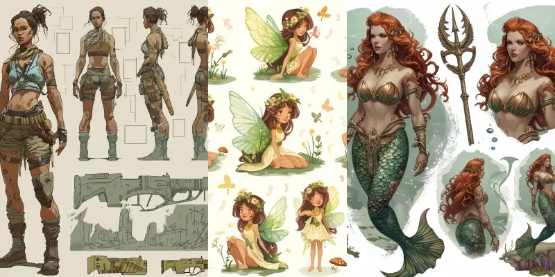 Consistent Character Sheet Poses generated by undefined
